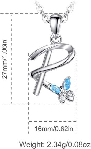 EUDORA Sterling Silver Butterfly Initial Necklaces for Women, Elegant Letter Neckles Personalized Gift for Mother, Sister, Daughter, 18 inch Chai in Saudi Arabia