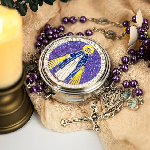 6mm Pearl Rosary Beads for Women - Catholic Holy Baptism Necklace with Virgin Mary Gift Box & Miraculous Medal | First Communion & Confirmation Gift in Kuwait
