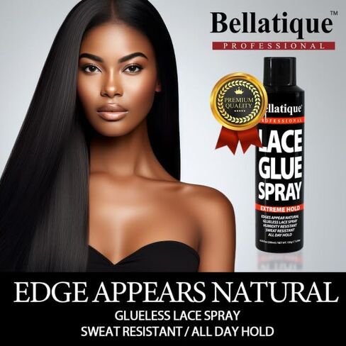 Lace Glue Spray (6.76 oz) - Extreme Hold. Edges Appear Natural, Humidity Resistant, Sweat Resistant, All Day Hold, Quick Drying, Flake Free, Easily Removed, Quick & Easy. in Saudi Arabia