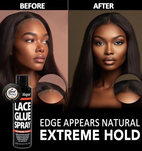 Lace Glue Spray (6.76 oz) - Extreme Hold. Edges Appear Natural, Humidity Resistant, Sweat Resistant, All Day Hold, Quick Drying, Flake Free, Easily Removed, Quick & Easy. in Saudi Arabia