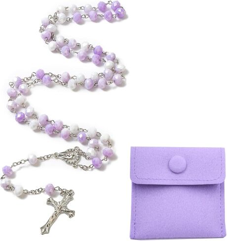 Rosary Beads Catholic for Women - Gradient Colored Crystal Rosary Beads, Solid Colored Simple Style Button Bag, Gifts for Women in Kuwait