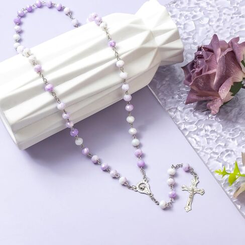 Rosary Beads Catholic for Women - Gradient Colored Crystal Rosary Beads, Solid Colored Simple Style Button Bag, Gifts for Women in Kuwait