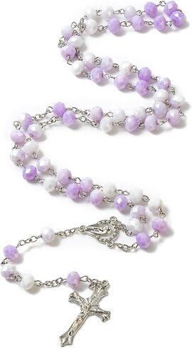 Rosary Beads Catholic for Women - Gradient Colored Crystal Rosary Beads, Solid Colored Simple Style Button Bag, Gifts for Women in Kuwait