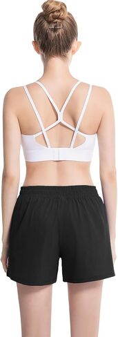 NEXSONIC Womens Athletic Shorts High Waist 4 Inch Running Shorts with Linear Quick Dry Workout Active Gym Hiking Shorts in Kuwait