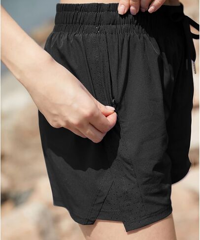 NEXSONIC Womens Athletic Shorts High Waist 4 Inch Running Shorts with Linear Quick Dry Workout Active Gym Hiking Shorts in Kuwait