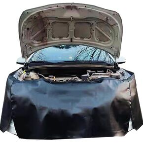 Fender Covers 3pcs Set Automotive Fender Covers Magnetic PU Leather Car Fender Cover Work Mat, Car Protector Mat Pad with Hooks for Sedans Trucks SUVs Station Wagon