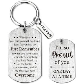 Sobriety Gifts for Men Women - Inspirational Quotes Keychain, Encouragement Motivational Keychain for Friend Anniversary