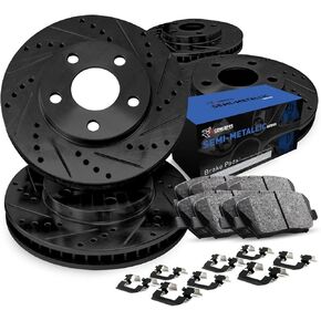 R1 Concepts Front and Rear Brakes and Rotors| Hardware Included| Front and Rear Semi Met Brake Pads and Rotors Kit| Fits 2010-2012 Land Rover Range Rover