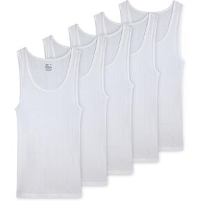 Reebok Mens Tank Top Undershirt - 3 Pack/5 Pack Breathable Cotton Mens Undershirts - Tagless Sleeveless Shirts for Men (S-XL), Size Large, White
