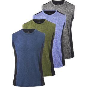 Rosyline Men's 4 Pack Pack Toxt Tops Quick Gry Gym Muscle Muscle Busteling Litness Symeveless Dirts