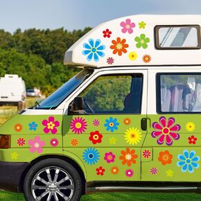 Daisy Stickers 180Pcs Flower Car Decals Vinyl Daisy Sticker Self Adhesive Car Labels for Truck Bumper Mirror Window Clings Decoration 12 Sheets