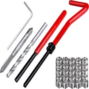 30Pcs Thread Repair Kit M5X0.8mm Thread Insert Metric Stripped Thread Repair Drill Tap Hand Tool Kit Helicoil Insertion Tool Thread Restoring Kit