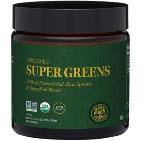 Global Healing Organic Super Greens Powder Blend - Greens Superfood Powder with 15 Raw Whole Sprouts - Delicious Green Juice Smoothie Mix for Daily Nutrition - Non-GMO, Gluten-Free Greens Supplements