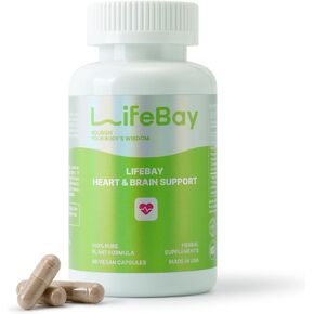 Heart & Brain Support - Inspired by Chinese Herbal Wisdom - A Circulation Supplement for Heart Health, Memory and Focus - with Notoginseng & Salvia - Made in USA - 60 Vegan Capsules