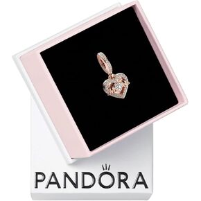 Pandora Heart & Mom Dangle Charm - Compatible Moments Rose Gold & Cubic Zirconia - Comes with Gift Box