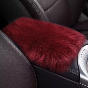 Auto Center Console Cover Pad, 11.81"x 7.87" Warm & Furry Winter Car Armrest Cover, Soft Faux Sheepskin Wool Car Armrest Seat Box Protector Cushion, Universal Interior Accessory (Blue)