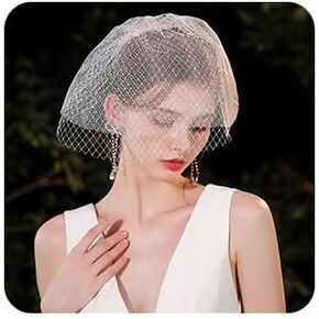 Lace Veils for Women Wedding Bird Cage Veils for Brides Birdcage Veil White With Comb Veil for Women Wedding