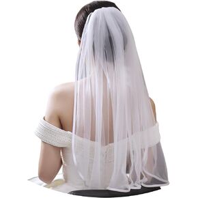 Wedding Veil with Comb, 2-Tier Sheer Tulle, Ivory and White, Velo de Novia para Boda, Classy Bridal Veil, Bride Accesories in Kuwait