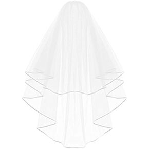 Echodo Bridal Wedding Veil White Double Ribbon Edge Center Cascade Cascade Bridal With with Comb Comb