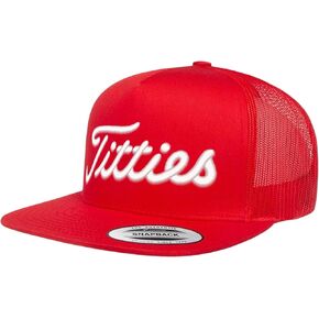 Funny 3D Puff Titties Embroidered Hat - Novelty Humorous Adult Humor Golf Trucker Hat Adjustable Snapback Cap for Adults
