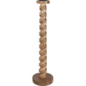 Sagebrook Home Mango Mango Wood Bairle Candle - Rustic Twisted Design Candle Stand ، لهجة زخرفية مصنوعة يدويًا للمنزل ، المكتب ، غرفة المعيشة ، غرفة نوم - بوهو على طراز المزرعة - 30 "بني
