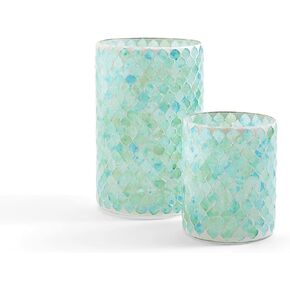 تشمل شركة شموع الفسيفساء في Sea Mirror Mosaic أحجامين ، مجموعة من 2