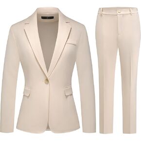 Lamgool Women's Pants Suit 2 Pieces Business One Button Blazer and Pant Set Dressy Casual Professional Work Outfits