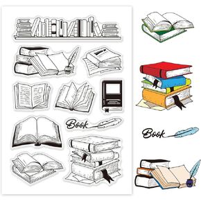 GLOBLELAND Books to Read Clear Stamps for DIY Scrapbooking Reading List Silicone Clear Stamp Seals for Cards Making Photo Album Journal Home Decoration in Kuwait