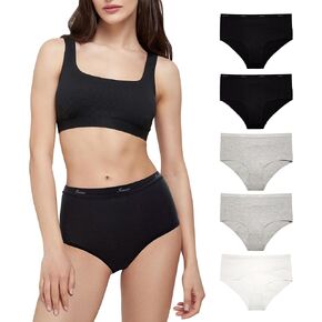 Womens Organic Cotton High Waisted Underwear for Women Ladies Soft Breathable Panties Comfort Briefs 5 Pack