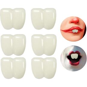 6pcs Fake Buck Teeth for Halloween Clown Bunny Witch Cosplay Carnival Costume Dress Up Performance Beige