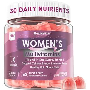 Womens Multivitamin Gummy (مصنوعة في الولايات المتحدة الأمريكية) مع Iron Biotin 2500mcg ، الكولاجين ، الفيتامينات اليومية A C D الفوليك ، B COMPLEX ، Methylated Multipitamin للنساء تدعم الطاقة ، الجمال ، المناعة ، خالية من السكر ، 60 سنويا