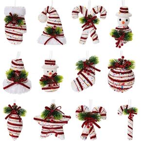 Langxun 6pcs Candy Land 2025 عيد ميلاد عيد ميلاد الحفل الزفاف الزواج ، 6inch معلق حلوى قصب شجرة عيد الميلاد ، ديكور عيد الميلاد الزخرفية الحلي المعلقة