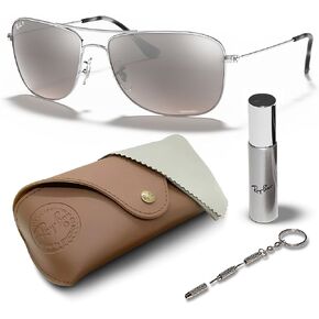 Ray-Ban RB3543 CHROMANCE Polarized Square Shape Sunglasses With Eyewear Kit Bundle - Adjustable Nose Pads - Ideal Formal and Casual Wear Square Sunglasses