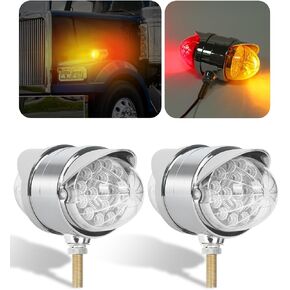 2PCS Amber Double Face 34 LED Watermelon Turn Lights W/Semi Truck Chrome Auxiliary Dual Dual Revolution Lights for Freightliner Peterbilt Kenworth Mack Star