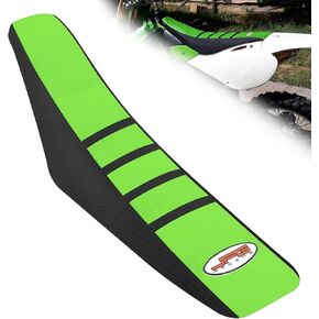 JFG RACING Dirt Bike Seat Cover,Motorcycle Cushion with Non-Slip Rubber Striped for KX65 2000-2024/KLX110 2002-2024 - Green