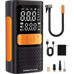 Portable Air Pump Tire Inflator with Auto Shut Off, 150PSI Cordless for Car/Bike/Motorcycle, LED Light, Waterproof, 1800mAh Digital Gauge, Fast Inflation & Rechargeable Emergency