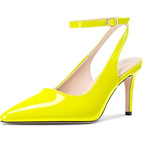 Dearonly Womens المدببة إصبع القدم مغلق Slingback Stiletto عالية الكعب في الكاحل مضخات حزب البراء