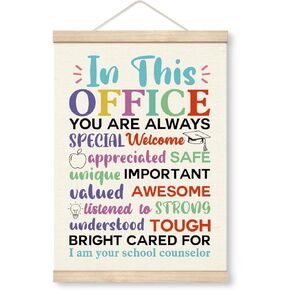 Office Decor Canvas Poster Wood Hanger, School Counselor Office Decor, Office Poster Hanger Decor, In this office Wall Art, Welcome Print Poster Hanger, Gift For Counselor, Rustic Office Door Decor