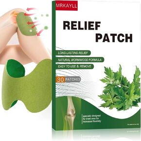Glotao 30Pcs Herbal Knee Pain Relief Patches | Natural Wormwood Moxa Therapy for Joint & Muscle | Long-Lasting 72-Hour Support (Neck, Back, Shoulder) | Green