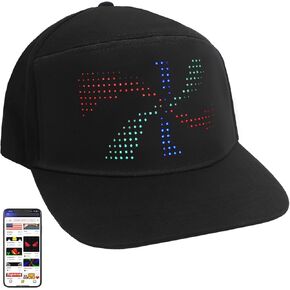 LED Rolling Display Cap ، قبعة رسائل عرض مع قبعة جديدة قابلة لإعادة الشحن واللون الكامل للحفلات الأسود