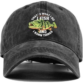 That's What I Do I Fish and I Know Things, Funny Vintage Baseball Cap, Gift for Fishing Enthusiasts, Suitable for Men, Women, Grandpa, Dad,Fisherman Dark Grey