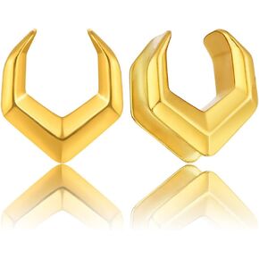 LADEMAYH Unique Surgical Stainless Steel Tunnels Plugs Gauges for Ears, Geometric Hexagon Shape Saddle Gauges, Punk Style Ear Expander Body Piercing Earrings for Men & Women