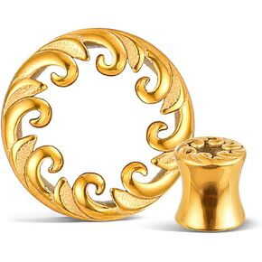 Casvort 2 PCS Hypoallergenic 0G-5/8 Artistic Spiral Ear Gauges 316 Surgical Stainless Steel Comfortable Double Flared Ear Tunnels Plugs Body Piercing Jewelry
