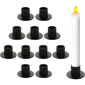 SHUESS 12 PCS Black Taper Candle Holders, Retro Matte Candlestick Holder, Candle Holders for Pillar Candles Centerpieces for Home Decoration, Wedding Anniversary, Party, Housewarming Gifts