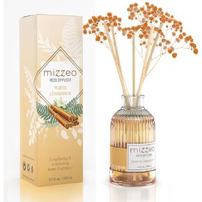 مجموعة موزع Mizzeo Reed ، القرفة الدافئة 6.76 Fl Oz من الغرفة المعطرة للغاية العطر العطر الأساسي للزيت الناشر زهرة ، ديكور مكتب غرفة نوم المنزل