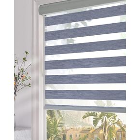 Persilux Custom Blackout Window Shades Zebra Blinds (24" W X 72" H, Dark Grey) Dual Layer Roller Sheer Shades Light Control for Day and Night Shades for Windows and Home, Easy to Install