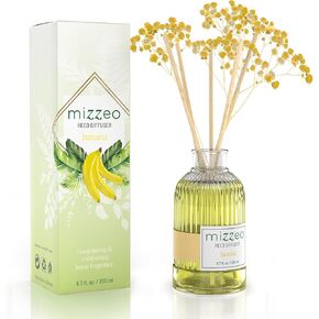 Mizzeo Reed Diffuser Set ، ياسمين بيضاء 6.76 Fl Oz مع مرور العطر العطر المنزلي العطر الأساسي على زهرة زهرة ، ديكور مكتب غرفة نوم المنزل