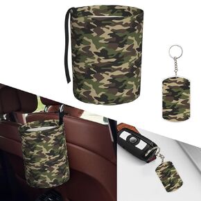 Black and White Checkered Car Trash Can Collapsible Garbage Can with 1PCS Checkered Keychain,Hanging Trash Bag Water Proof with Suitable for Storage for Car Interiors,Home