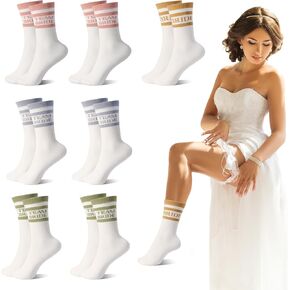 DOSTATNI Gold Bride Socks Cotton Bridesmaid Sock Pink Wedding Socks for Women Colored Team Bride Sock Bride To Be Gift Bridesmaid Gift Wedding Favors for Bachelorette Party Bridal Shower
