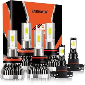 9005 + H11 + 5202 مصابيح LED الضباب LED تناسب 2007-2013 GMC Sierra 1500 2500 3500 LED LED 6000K Cool White ، Pack of 6